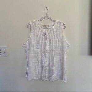 LOFT | White Button Front Sleeveless Top - NWT